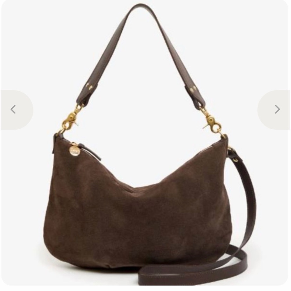 Clare V Brown Suede Hobo Bag with Gold Hardware